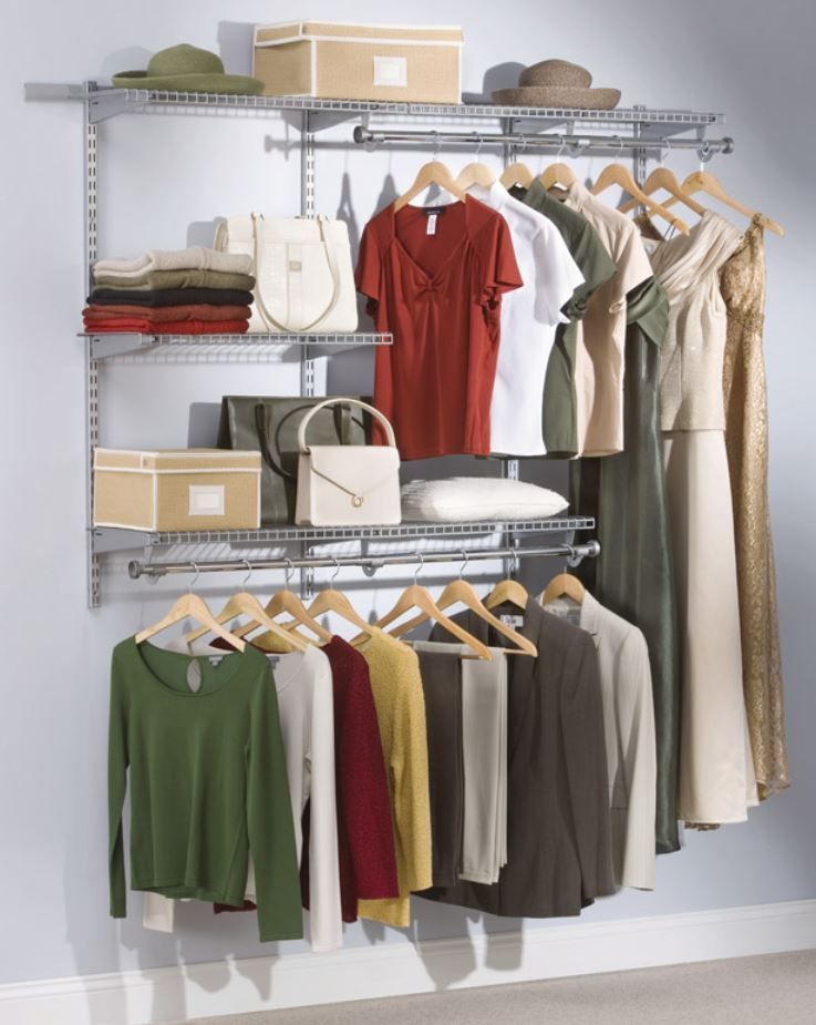 Rubbermaid Classic Titanium Closet Shelf Organizer Shelves System Storage Kit eBay
